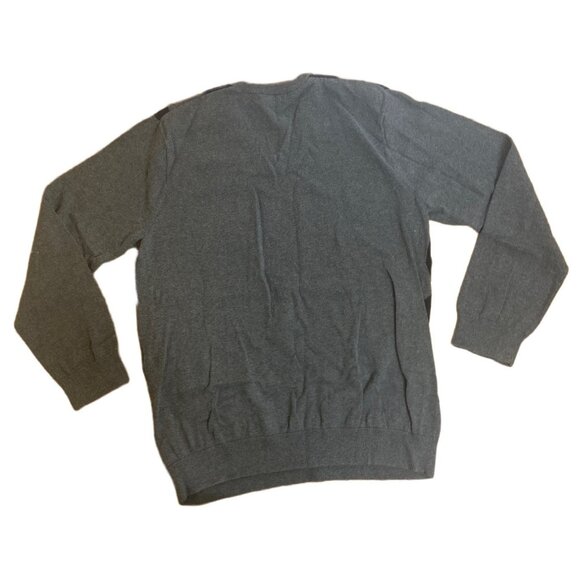 Old Navy Argyle V-Neck Sweater XL Gray & Black 100% Cotton Mens Pullover - Picture 3 of 6